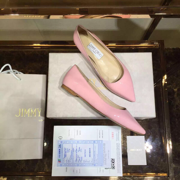 2016-17AW コレクション ジミーチュウスーパーコピー JIMMY CHOO☆ROMY レザーバレリーナ Pink